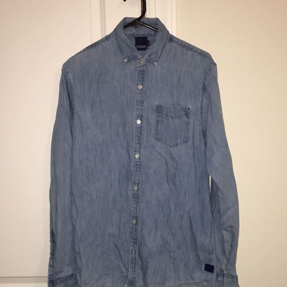 Indigo Blue Lamplight Denim Chambray XXX Amsterdam Scotch & Soda Button Up Shirt - Picture 1 of 7